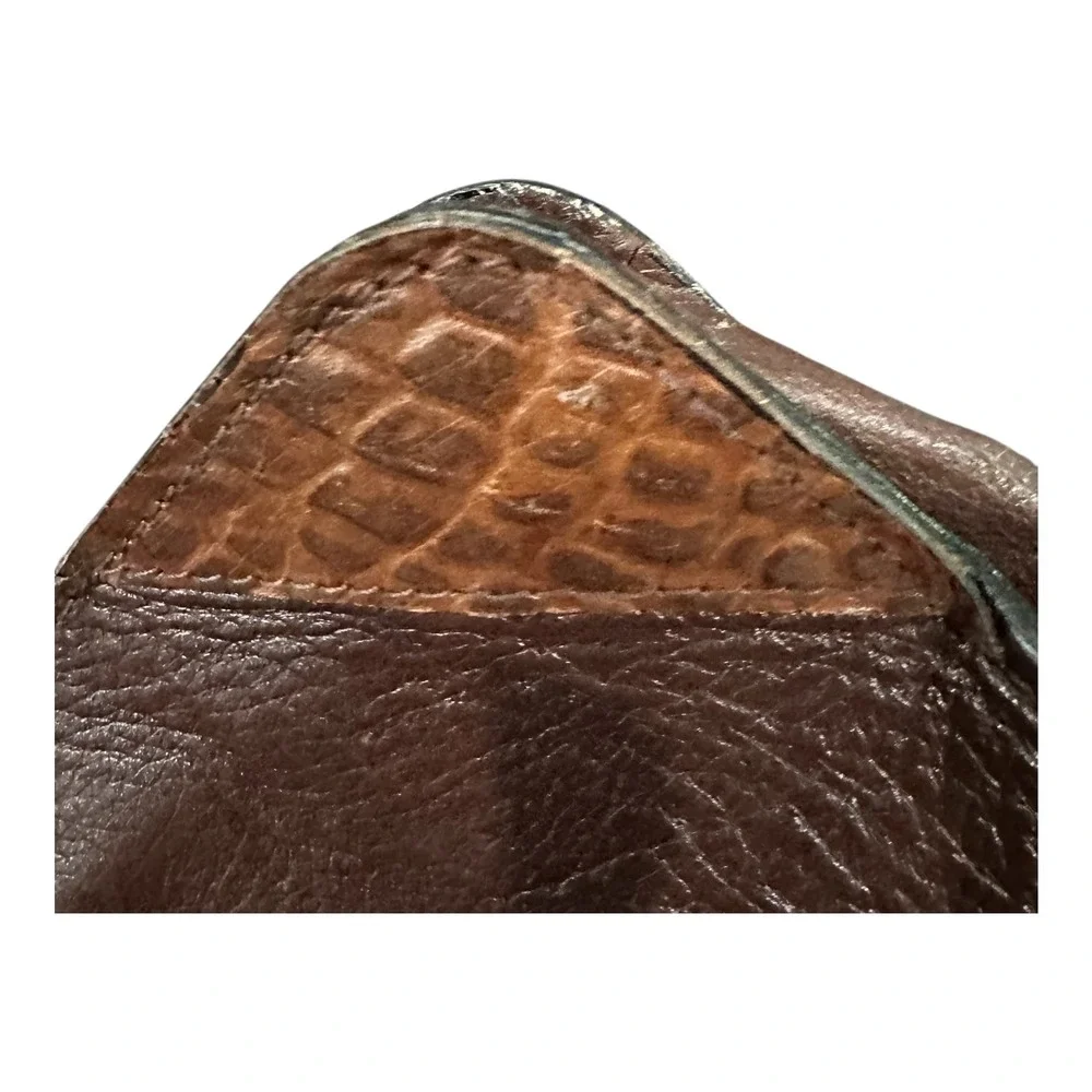 Vintage Made in Italy Brown Leather Croc Embossed Briefcase Document Bag